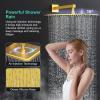 imageSR SUN RISE 10 Inch Brushed Gold Shower Faucet Set WallMount Adjustable 16Inch Slide Bar with Square Hand Shower System Included Valve and Trim Kit