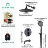 imageSR SUN RISE 10 Inches Wall Mounted Shower System with Tub Spout Shower Tub Faucets Sets Complete Newer Model High Pressure 8Spray Rain Shower Head and 6Setting Handheld Combo Brushed NickelMatte Black