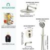 imageSR SUN RISE 10 Inches Wall Mounted Shower System with Tub Spout Shower Tub Faucets Sets Complete Newer Model High Pressure 8Spray Rain Shower Head and 6Setting Handheld Combo Brushed NickelBrushed Nickel