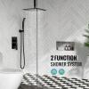 imageSR SUN RISE 12 Inch Ceiling Mount Matte Black Shower System Bathroom Luxury Rain Mixer Shower Faucet Set Ceiling Rainfall Shower Head System Faucet Trim Repair Kits Roughin Valve and Trim IncludedMatte Black