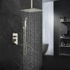 imageSR SUN RISE 12 Inch Ceiling Mount Matte Black Shower System Bathroom Luxury Rain Mixer Shower Faucet Set Ceiling Rainfall Shower Head System Faucet Trim Repair Kits Roughin Valve and Trim IncludedBrushed Nickel