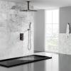 imageSR SUN RISE 12 Inch Ceiling Mount Matte Black Shower System Bathroom Luxury Rain Mixer Shower Faucet Set Ceiling Rainfall Shower Head System Faucet Trim Repair Kits Roughin Valve and Trim IncludedOil Rubbed Bronze