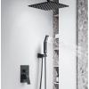 imageSR SUN RISE 12 Inch Ceiling Mount Matte Black Shower System Bathroom Luxury Rain Mixer Shower Faucet Set Ceiling Rainfall Shower Head System Faucet Trim Repair Kits Roughin Valve and Trim IncludedMatte Black