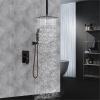 imageSR SUN RISE 12 Inch Ceiling Mount Matte Black Shower System Bathroom Luxury Rain Mixer Shower Faucet Set Ceiling Rainfall Shower Head System Faucet Trim Repair Kits Roughin Valve and Trim IncludedOil Rubbed Bronze
