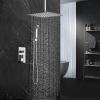 imageSR SUN RISE 12 Inch Ceiling Mount Matte Black Shower System Bathroom Luxury Rain Mixer Shower Faucet Set Ceiling Rainfall Shower Head System Faucet Trim Repair Kits Roughin Valve and Trim IncludedPolished Chrome