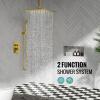imageSR SUN RISE 12 Inch Ceiling Mount Matte Black Shower System Bathroom Luxury Rain Mixer Shower Faucet Set Ceiling Rainfall Shower Head System Faucet Trim Repair Kits Roughin Valve and Trim IncludedBrushed Gold