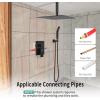 imageSR SUN RISE 12 Inch Ceiling Mount Matte Black Shower System Bathroom Luxury Rain Mixer Shower Faucet Set Ceiling Rainfall Shower Head System Faucet Trim Repair Kits Roughin Valve and Trim IncludedMatte Black