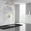 imageSR SUN RISE 12 Inch Ceiling Mount Matte Black Shower System Bathroom Luxury Rain Mixer Shower Faucet Set Ceiling Rainfall Shower Head System Faucet Trim Repair Kits Roughin Valve and Trim IncludedBrushed Gold