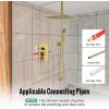imageSR SUN RISE 12 Inch Ceiling Mount Matte Black Shower System Bathroom Luxury Rain Mixer Shower Faucet Set Ceiling Rainfall Shower Head System Faucet Trim Repair Kits Roughin Valve and Trim IncludedBrushed Gold