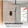 imageSR SUN RISE 12 Inch Ceiling Mount Matte Black Shower System Bathroom Luxury Rain Mixer Shower Faucet Set Ceiling Rainfall Shower Head System Faucet Trim Repair Kits Roughin Valve and Trim IncludedMatte Black