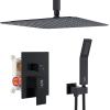 imageSR SUN RISE 12 Inch Ceiling Mount Matte Black Shower System Bathroom Luxury Rain Mixer Shower Faucet Set Ceiling Rainfall Shower Head System Faucet Trim Repair Kits Roughin Valve and Trim IncludedMatte Black