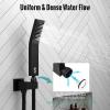 imageSR SUN RISE 12 Inch Ceiling Mount Matte Black Shower System Bathroom Luxury Rain Mixer Shower Faucet Set Ceiling Rainfall Shower Head System Faucet Trim Repair Kits Roughin Valve and Trim IncludedMatte Black