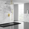 imageSR SUN RISE 12 Inch Ceiling Mount Matte Black Shower System Bathroom Luxury Rain Mixer Shower Faucet Set Ceiling Rainfall Shower Head System Faucet Trim Repair Kits Roughin Valve and Trim IncludedBrushed Gold