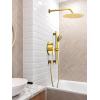 imageSR SUN RISE 12 Inch Oil Rubbed Bronze Shower System WallMount Adjustable 16Inch Slide Bar with 6Function Hand Shower Faucet Included Valve and Trim KitBrushed Gold