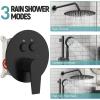 imageSR SUN RISE 12 Inch Oil Rubbed Bronze Shower System WallMount Adjustable 16Inch Slide Bar with 6Function Hand Shower Faucet Included Valve and Trim KitMatte Black