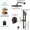 imageSR SUN RISE 12 Inch Oil Rubbed Bronze Shower System WallMount Adjustable 16Inch Slide Bar with 6Function Hand Shower Faucet Included Valve and Trim KitOil Rubbed Bronze