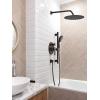 imageSR SUN RISE 12 Inch Oil Rubbed Bronze Shower System WallMount Adjustable 16Inch Slide Bar with 6Function Hand Shower Faucet Included Valve and Trim KitOil Rubbed Bronze