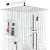 imageSR SUN RISE 12 Inch Slide Bar Shower Faucet Luxury High Pressure Shower Heads and Handheld Spray Combo Set Wall Mounted Shower System Included Valve and Trim Kit Matte BlackPolished Chrome