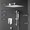 imageSR SUN RISE 12 Inch Slide Bar Shower Faucet Luxury High Pressure Shower Heads and Handheld Spray Combo Set Wall Mounted Shower System Included Valve and Trim Kit Matte BlackPolished Chrome