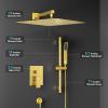 imageSR SUN RISE 12 Inch Slide Bar Shower Faucet Luxury High Pressure Shower Heads and Handheld Spray Combo Set Wall Mounted Shower System Included Valve and Trim Kit Matte BlackBrushed Gold