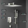 imageSR SUN RISE 12 Inch Slide Bar Shower Faucet Luxury High Pressure Shower Heads and Handheld Spray Combo Set Wall Mounted Shower System Included Valve and Trim Kit Matte BlackBrushed Nickel