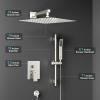 imageSR SUN RISE 12 Inch Slide Bar Shower Faucet Luxury High Pressure Shower Heads and Handheld Spray Combo Set Wall Mounted Shower System Included Valve and Trim Kit Matte BlackBrushed Nickel