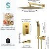 imageSR SUN RISE 12 Inches All Metal Square Shower System with Tub Spout Tub Shower Faucet Set High Pressure Rain Shower Head and Handheld Sprayer Combo Shower Fixtues Valve Included Polished ChromeBrushed Gold