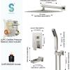 imageSR SUN RISE 12 Inches All Metal Square Shower System with Tub Spout Tub Shower Faucet Set High Pressure Rain Shower Head and Handheld Sprayer Combo Shower Fixtues Valve Included Polished ChromeBrushed Nickel