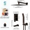 imageSR SUN RISE 12 Inches All Metal Square Shower System with Tub Spout Tub Shower Faucet Set High Pressure Rain Shower Head and Handheld Sprayer Combo Shower Fixtues Valve Included Polished ChromeOil Rubbed Bronze