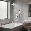 imageSR SUN RISE 12 Inches All Metal Square Shower System with Tub Spout Tub Shower Faucet Set High Pressure Rain Shower Head and Handheld Sprayer Combo Shower Fixtues Valve Included Polished ChromePolished Chrome