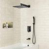 imageSR SUN RISE 12 Inches All Metal Square Shower System with Tub Spout Tub Shower Faucet Set High Pressure Rain Shower Head and Handheld Sprayer Combo Shower Fixtues Valve Included Polished ChromeMatte Black