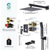 imageSR SUN RISE 12 Inches All Metal Square Shower System with Tub Spout Tub Shower Faucet Set High Pressure Rain Shower Head and Handheld Sprayer Combo Shower Fixtues Valve Included Polished ChromeMatte Black