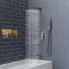 imageSR SUN RISE 12 Inches All Metal Square Shower System with Tub Spout Tub Shower Faucet Set High Pressure Rain Shower Head and Handheld Sprayer Combo Shower Fixtues Valve Included Polished ChromeMatte Black
