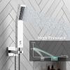 imageSR SUN RISE 12 Inches All Metal Square Shower System with Tub Spout Tub Shower Faucet Set High Pressure Rain Shower Head and Handheld Sprayer Combo Shower Fixtues Valve Included Polished ChromePolished Chrome