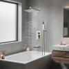 imageSR SUN RISE 12 Inches All Metal Square Shower System with Tub Spout Tub Shower Faucet Set High Pressure Rain Shower Head and Handheld Sprayer Combo Shower Fixtues Valve Included Polished ChromeBrushed Nickel