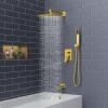 imageSR SUN RISE 12 Inches All Metal Square Shower System with Tub Spout Tub Shower Faucet Set High Pressure Rain Shower Head and Handheld Sprayer Combo Shower Fixtues Valve Included Polished ChromeBrushed Gold