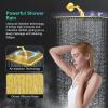imageSR SUN RISE 8 Inch Brushed Gold Shower Faucet Set WallMount Adjustable 16Inch Slide Bar with Square Hand Shower System Included Valve and Trim Kit