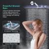 imageSR SUN RISE 8 Inch Square Shower Faucet Adjustable 16Inch Slide Bar Hand Held Shower with Hose Square Rain Shower Head and Handheld Spray Included Valve and Shower Trim Kit Polished Chrome