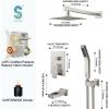 imageSR SUN RISE 8 Inches Wall Mounted Bathtub Shower Faucet Set All Metal Shower System with Tub Spout Rain Shower Head and Handheld Sprayer Combo Shower Set Modern Valve and Trim Kit Polished ChromeBrushed Nickel