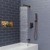 imageSR SUN RISE 8 Inches Wall Mounted Bathtub Shower Faucet Set All Metal Shower System with Tub Spout Rain Shower Head and Handheld Sprayer Combo Shower Set Modern Valve and Trim Kit Polished ChromeOil Rubbed Bronze