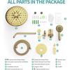imageSR SUN RISE Shower Faucet  10 Inch Multifunctional High Pressure Shower Head System with Handheld Shower Head Fixtures  Valve Included  Matte BlackBrushed Gold
