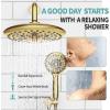 imageSR SUN RISE Shower Faucet  10 Inch Multifunctional High Pressure Shower Head System with Handheld Shower Head Fixtures  Valve Included  Matte BlackBrushed Gold
