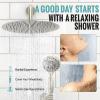 imageSR SUN RISE Shower Faucet  10 Inch Multifunctional High Pressure Shower Head System with Handheld Shower Head Fixtures  Valve Included  Matte BlackBrushed Nickel