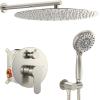 imageSR SUN RISE Shower Faucet  10 Inch Multifunctional High Pressure Shower Head System with Handheld Shower Head Fixtures  Valve Included  Matte BlackBrushed Nickel