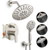 imageSR SUN RISE Shower Faucet  10 Inch Multifunctional High Pressure Shower Head System with Handheld Shower Head Fixtures  Valve Included  Matte BlackBrushed Nickel