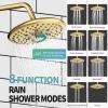 imageSR SUN RISE Shower Faucet  10 Inch Multifunctional High Pressure Shower Head System with Handheld Shower Head Fixtures  Valve Included  Matte BlackBrushed Gold