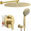 imageSR SUN RISE Shower Faucet  10 Inch Multifunctional High Pressure Shower Head System with Handheld Shower Head Fixtures  Valve Included  Matte BlackBrushed Gold