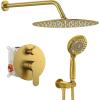 imageSR SUN RISE Shower Faucet  10 Inch Multifunctional High Pressure Shower Head System with Handheld Shower Head Fixtures  Valve Included  Matte BlackBrushed Gold
