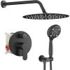 imageSR SUN RISE Shower Faucet  10 Inch Multifunctional High Pressure Shower Head System with Handheld Shower Head Fixtures  Valve Included  Matte BlackMatte Black