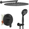 imageSR SUN RISE Shower Faucet  10 Inch Multifunctional High Pressure Shower Head System with Handheld Shower Head Fixtures  Valve Included  Matte BlackMatte Black